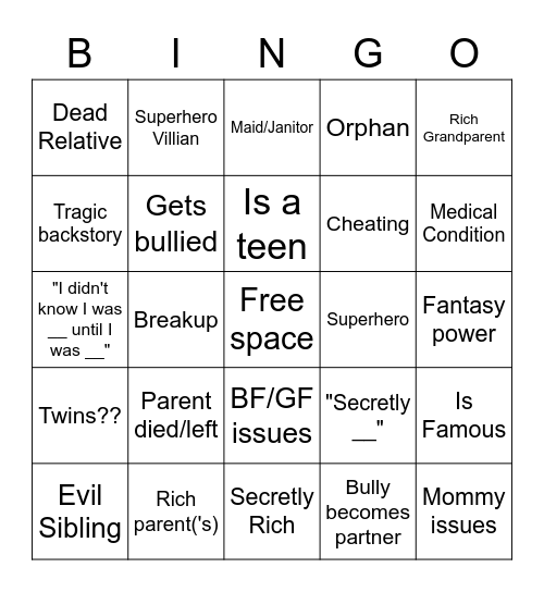 Crappy Storytime video Bingo Card