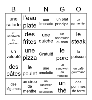 Le déjeuner au café Bingo Card