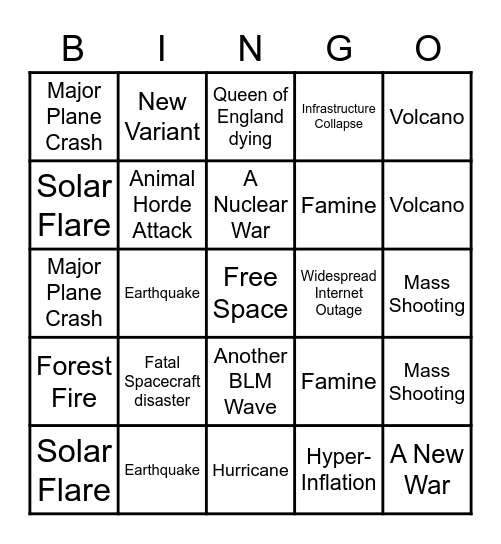 APOCALYPSE Bingo Card