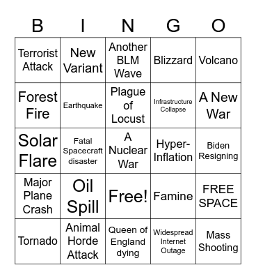 APOCALYPSE Bingo Card
