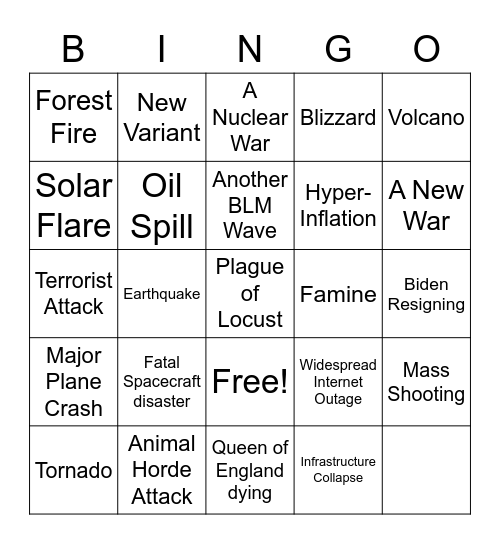 APOCALYPSE Bingo Card