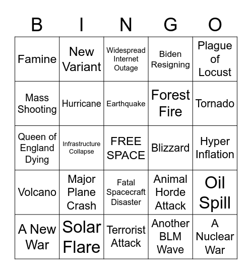 APOCALYPSE Bingo Card