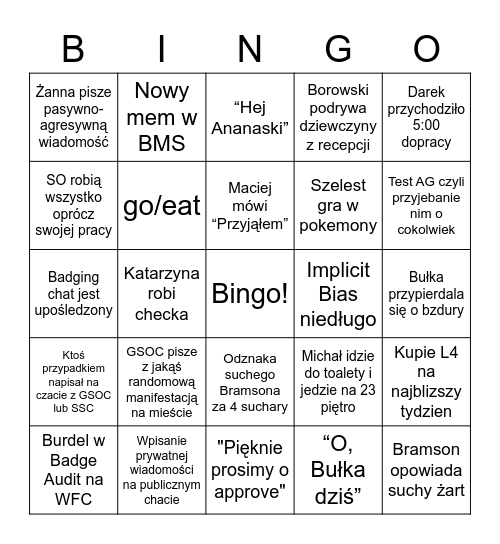 Google Security Bingo Card