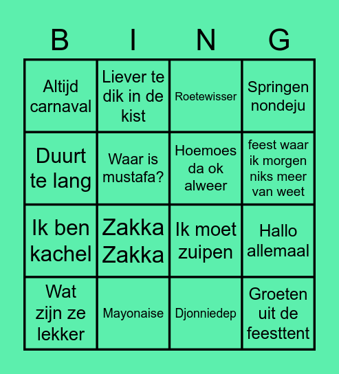 Carnavalsbingo groep 7-8B Bingo Card