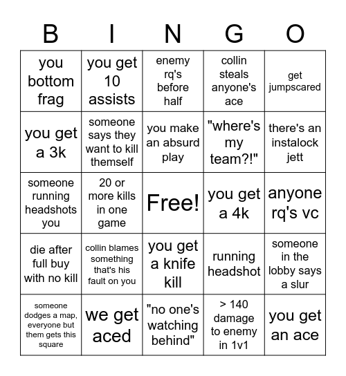 valorant bingo! Bingo Card