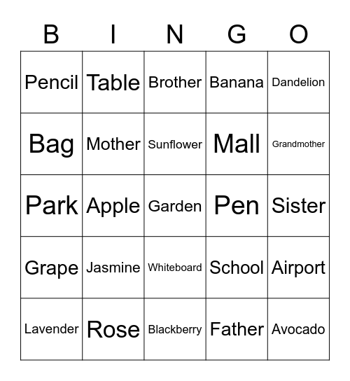 Salsabila Raiqah Bingo Card