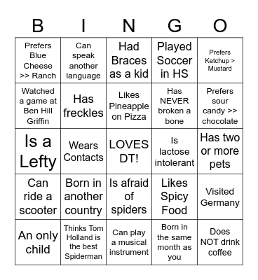 Family Weekend DT 2022 Bingo Card