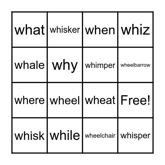 wh Bingo Card