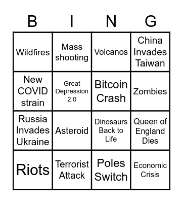 Disaster Bingo 2022 Bingo Card
