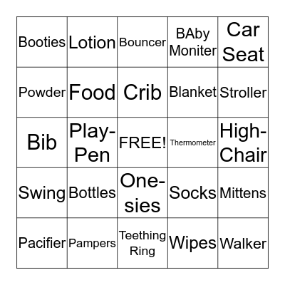 Baby Shower Bingo Card