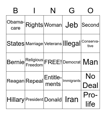 REPUBLICAN DEBATE PARTY Bingo Card