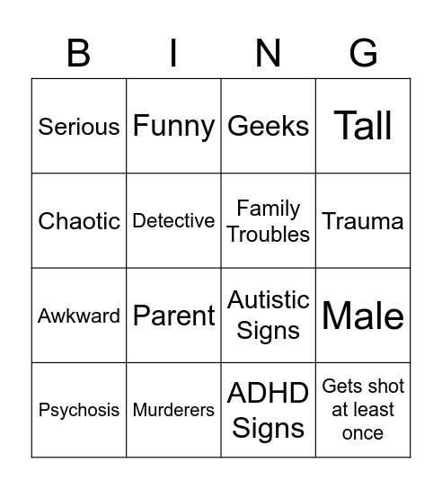 Brainussy Bingo Card