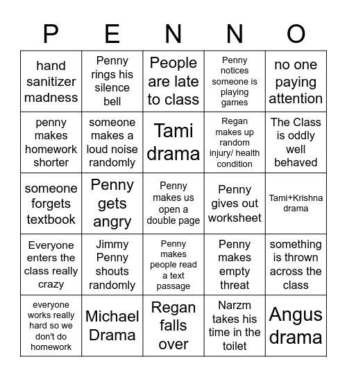 penny bingo Card