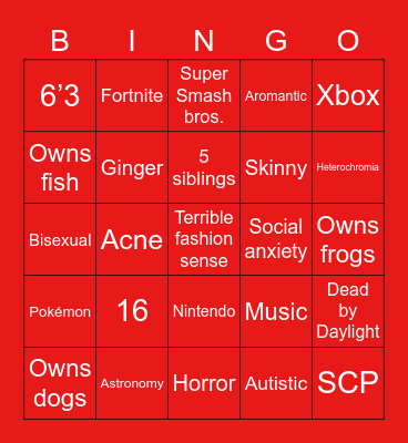 Joshua Bingo Card