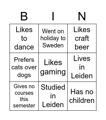 Test Bingo Card