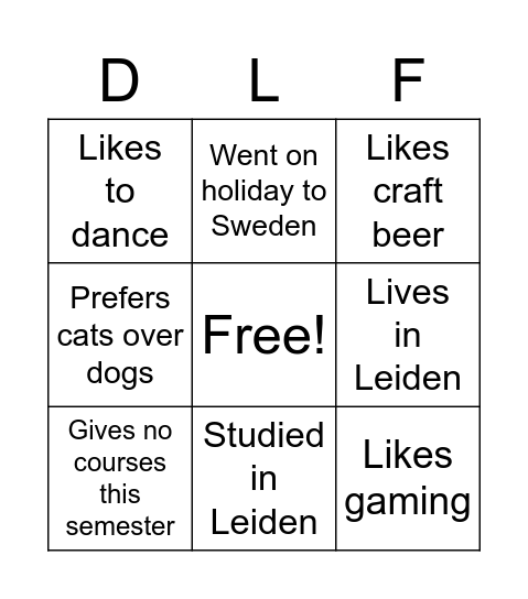 For each square find a teacher who, Bingo Card