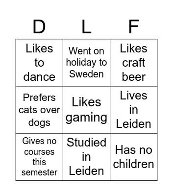 For each square find a teacher who, Bingo Card