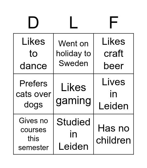 For each square find a teacher who, Bingo Card