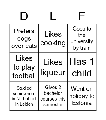For each square find a teacher who, Bingo Card