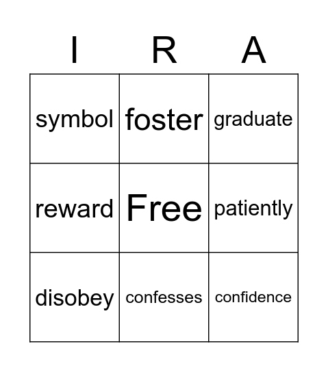 Lesson 17 Vocabulary Bingo Card