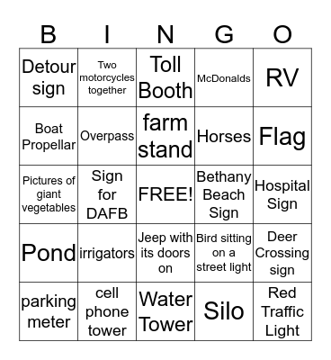 Rehoboth Bingo A Bingo Card