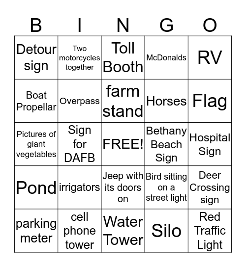 Rehoboth Bingo A Bingo Card