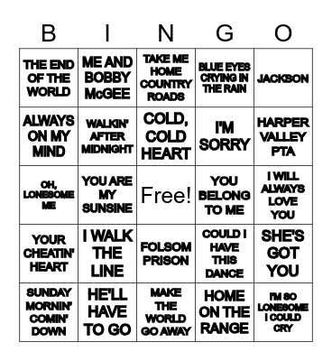 OLD COUNTRY Bingo Card