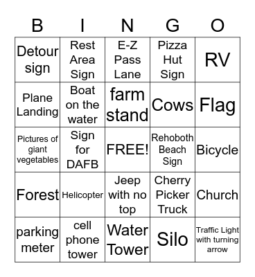 Rehoboth Bingo C Bingo Card