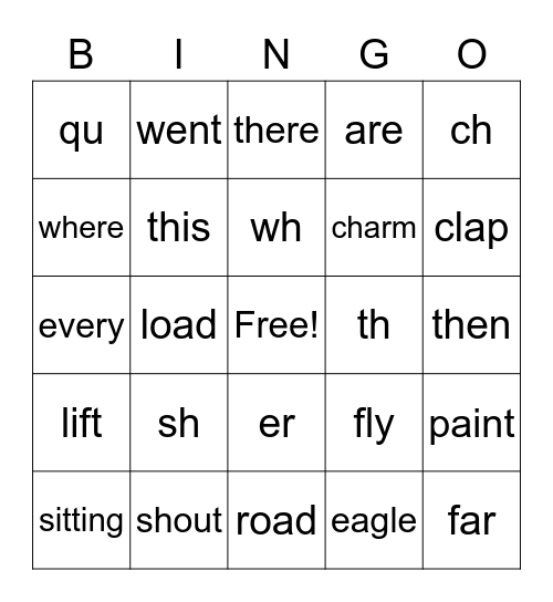 1st Grade Bingo - February Bingo Card