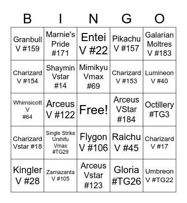 Brilliant Stars Bingo Card