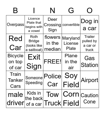 Going Home Bingo -B Bingo Card