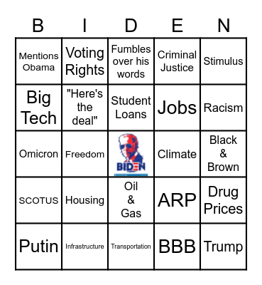 SOTU Bingo Card