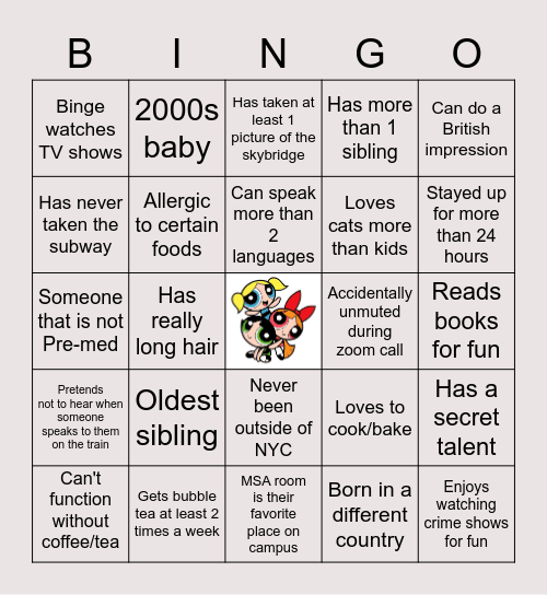 Get To Know ME Bingo Card