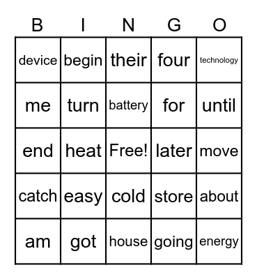 March Sight Words and Vocabulary Bingo Card