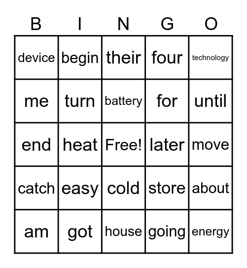 March Sight Words and Vocabulary Bingo Card