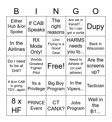 124th ATKS Bingo Card