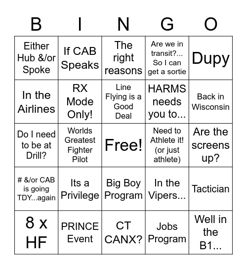 124th ATKS Bingo Card