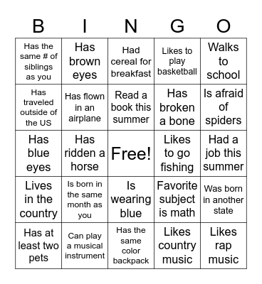 Find Someone Who... Bingo Card