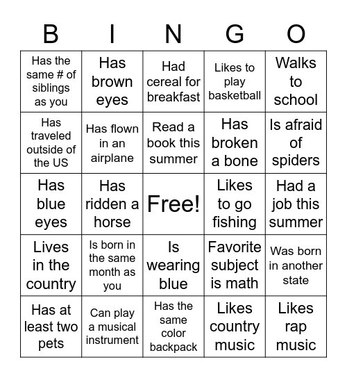 Find Someone Who... Bingo Card