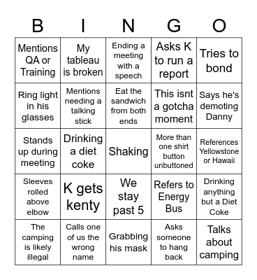 TC Hater Club Bingo Card
