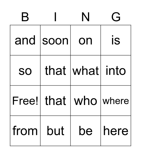 Q2 Words Bingo Card