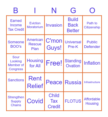 Community Change SOTU Bingo Card