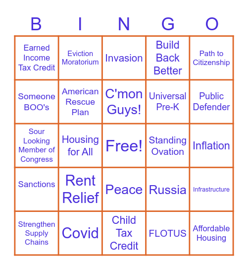 Community Change SOTU Bingo Card