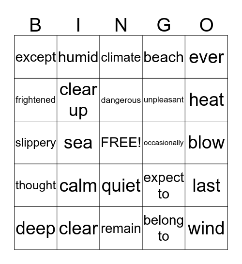 Book 12, lesson 1 Bingo Card