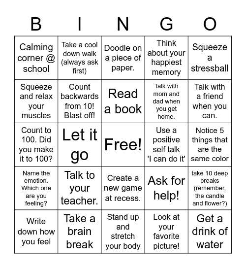 School Sheet Bingo Card