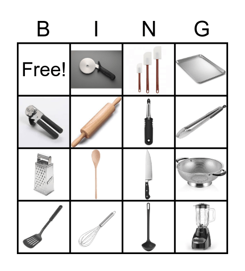 Kitchen Utensil Middle School Bingo Card