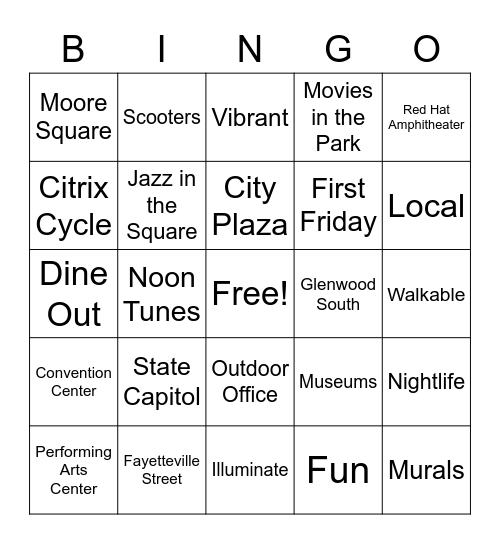 DOWNTOWN BINGO Card