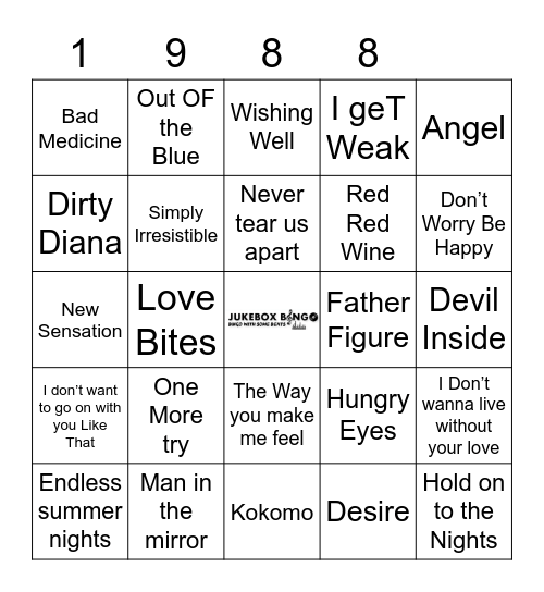 1988 Bingo Card
