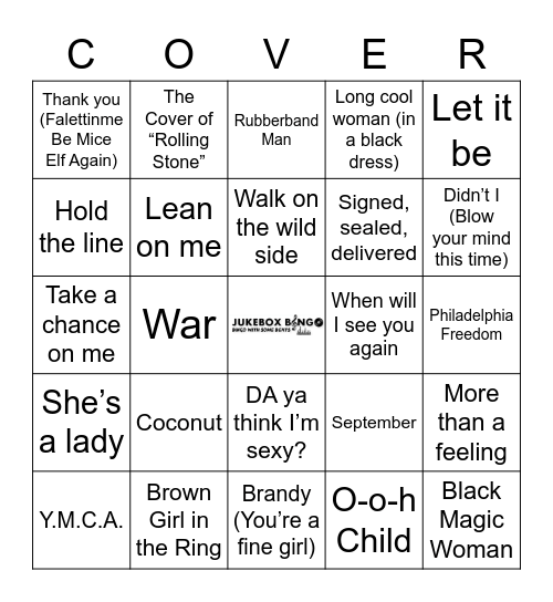 70s Coverall Bingo Card