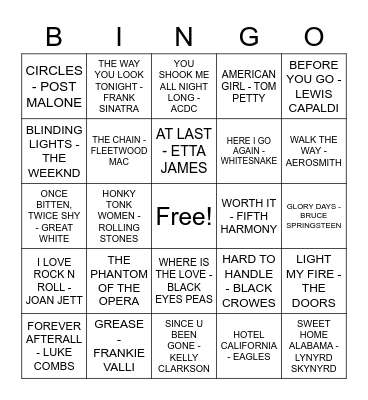 MUSICAL BINGO 3 Bingo Card